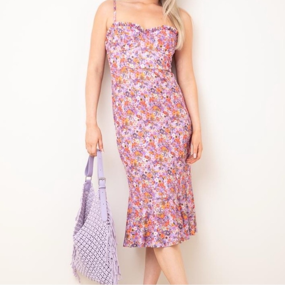 Hutch Purple Ditsy Floral Midi Dress